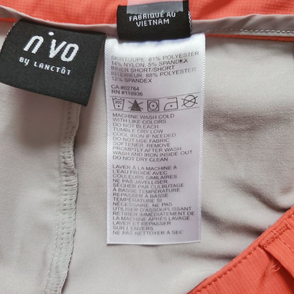 N'VO By Lanctot Women's Red Orange With Inner Shorts Golf Skort Size 10 - Picture 11 of 11